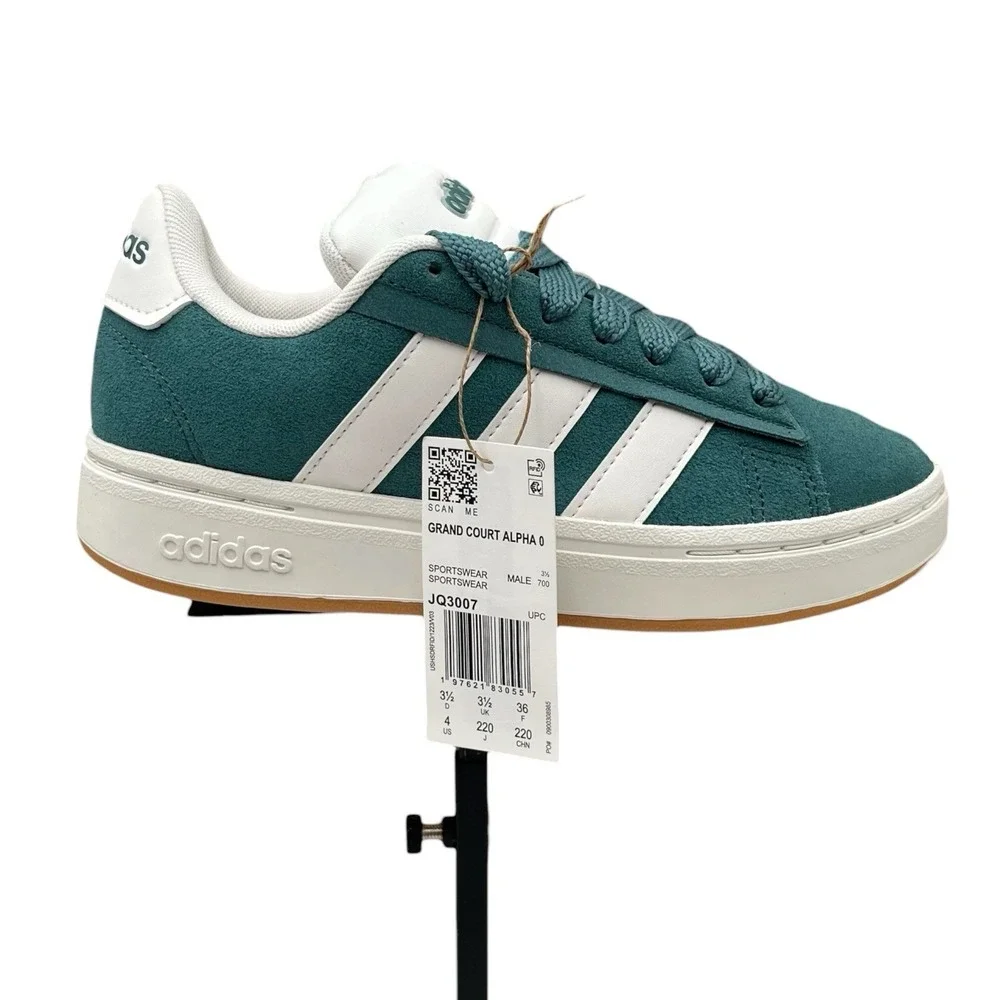 Adidas Grand Court Alpha Mens Youth Boys Classic‎ Style Shoes Size 4 Green White